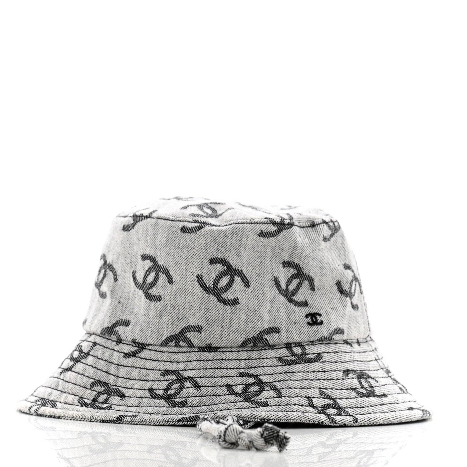 Chanel Denim CC Bucket Hat M White Black 3 of 9
