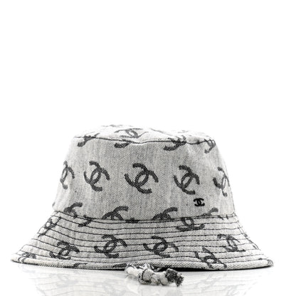 Chanel Denim CC Bucket Hat M White Black 3 of 9