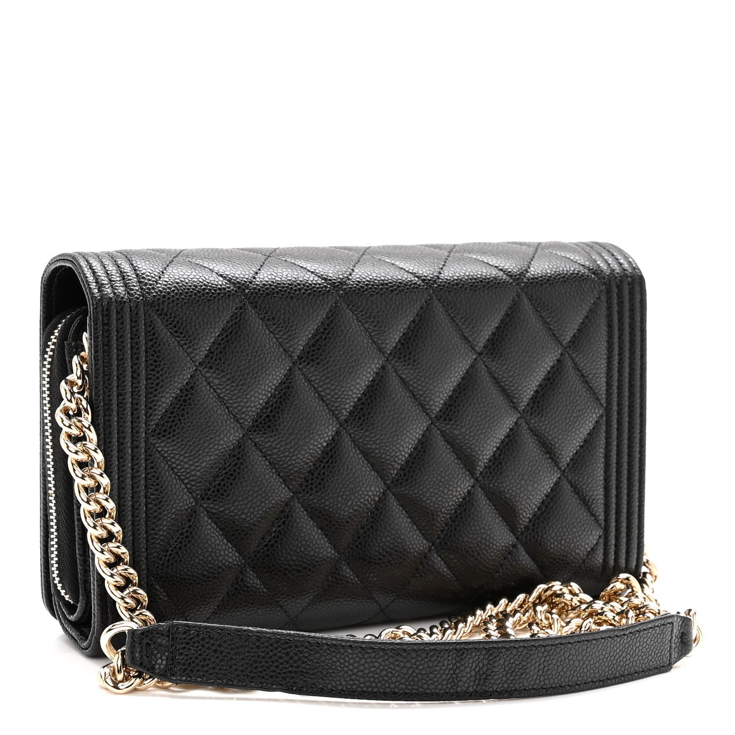 Caviar Quilted Boy Wallet On Chain WOC Black