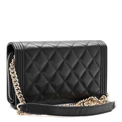 Chanel Caviar Quilted Boy Wallet On Chain WOC Black 3 of 13