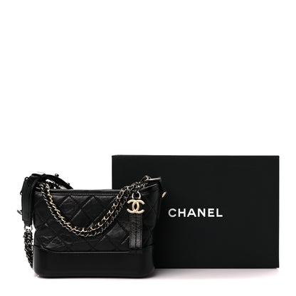 Chanel Aged Calfskin Quilted Small Gabrielle Hobo Black 3 of 12
