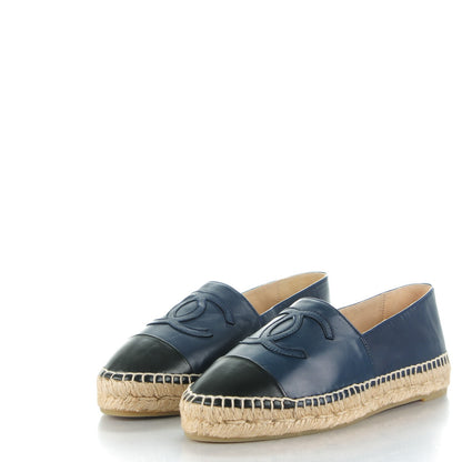 Chanel Lambskin CC Espadrilles 38 Navy Black 3 of 9