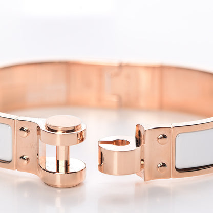 Hermes Enamel Charniere Uni Narrow Hinged Bracelet S White 5 of 6