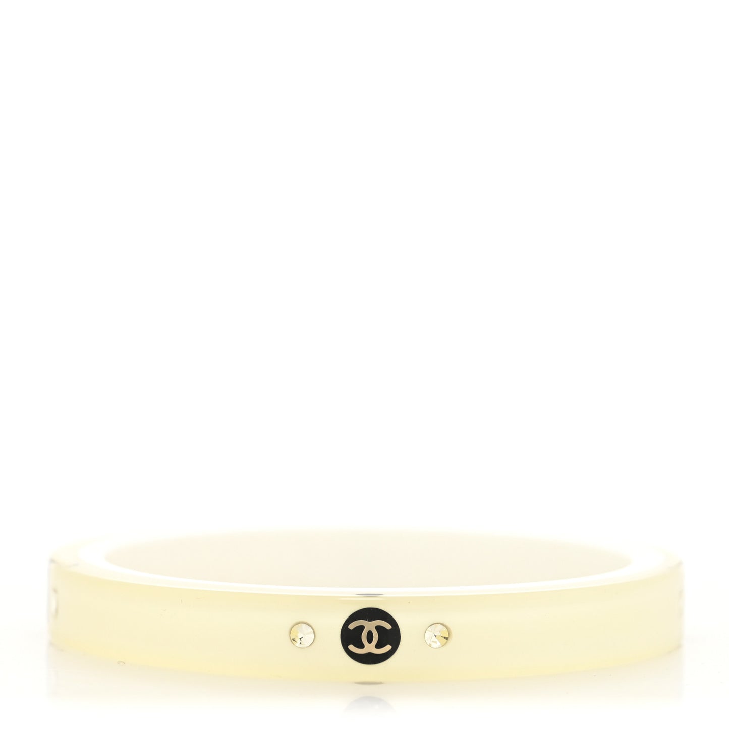 Resin Crystal CC Bangle Bracelet White