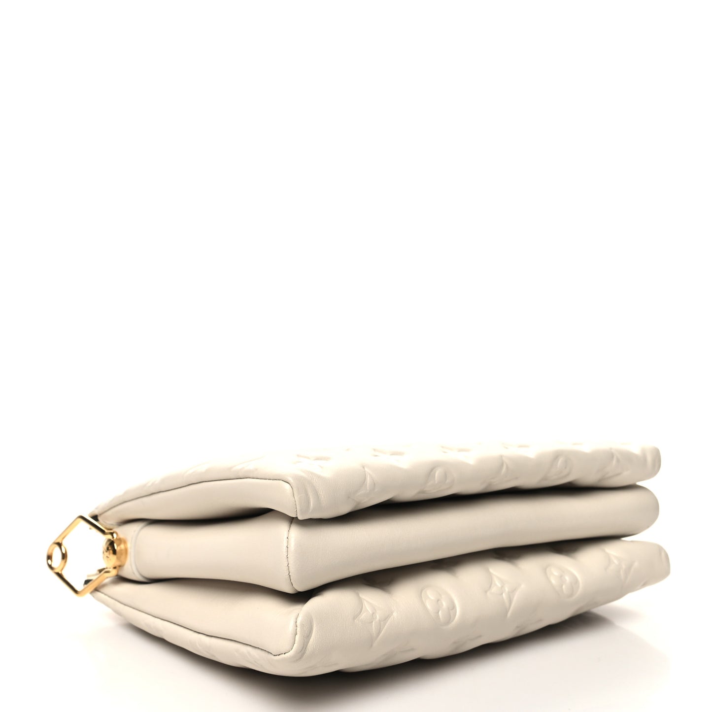 Lambskin Embossed Monogram Coussin PM Beige Cream