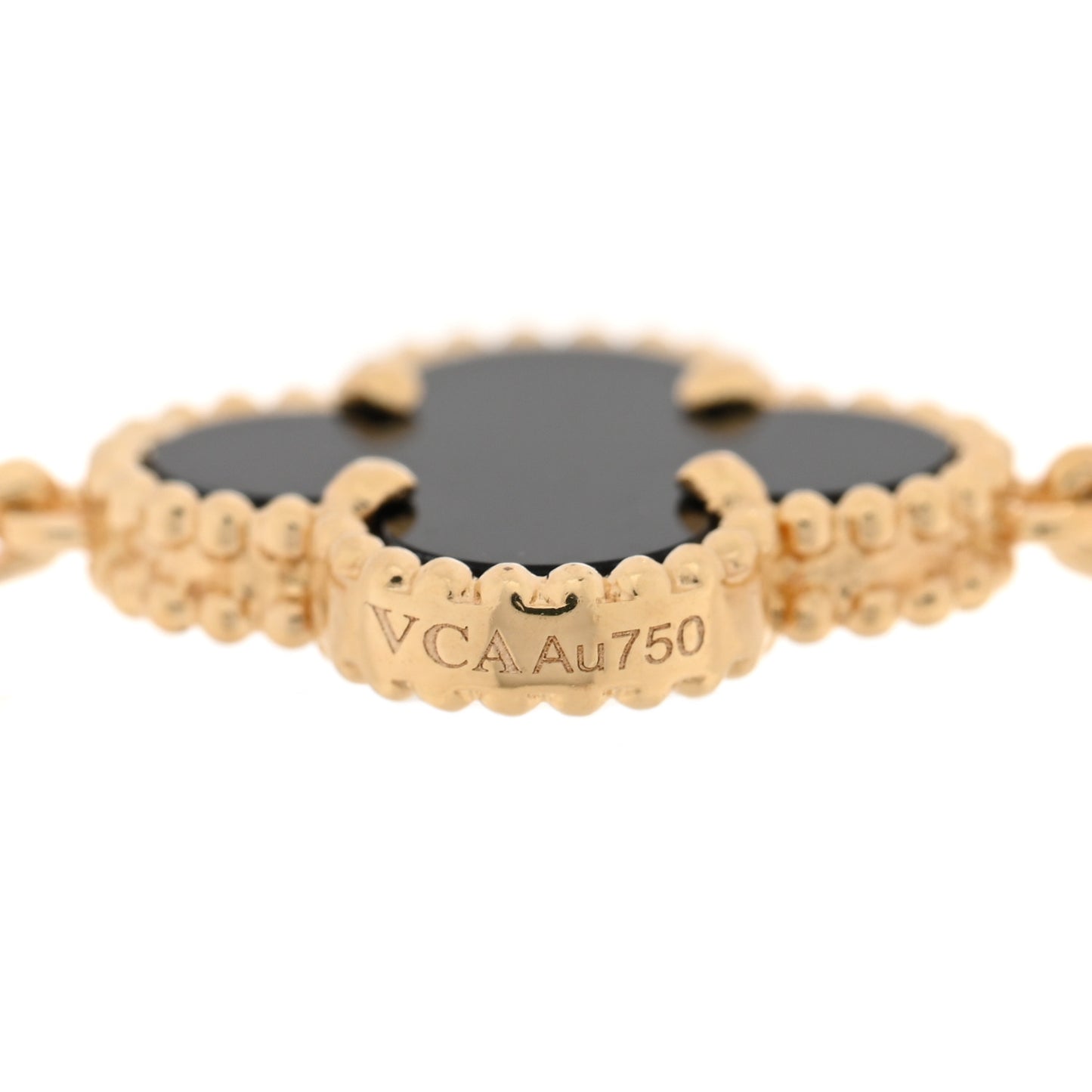 18K Yellow Gold Black Onyx 5 Motifs Vintage Alhambra Bracelet