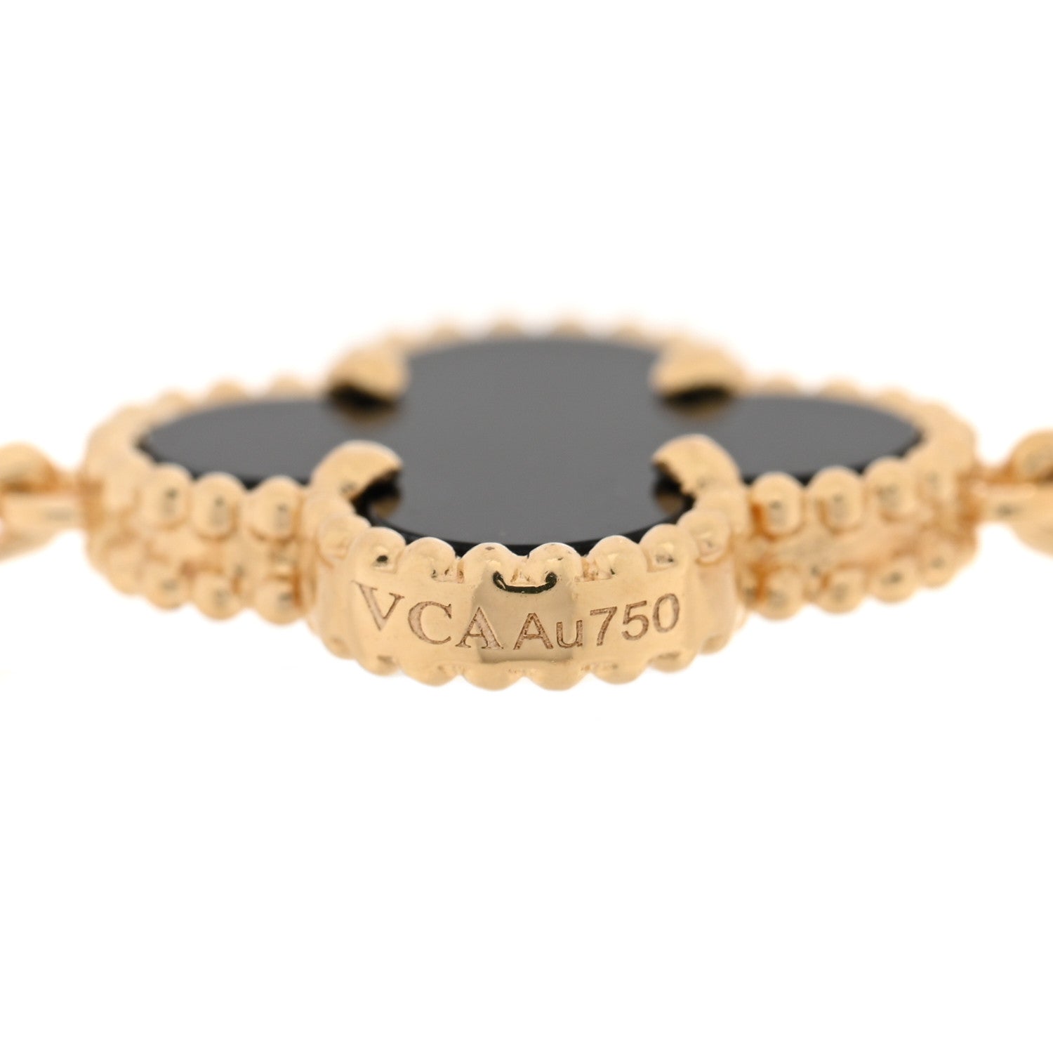 Van Cleef & Arpels 18K Yellow Gold Black Onyx 5 Motifs Vintage Alhambra Bracelet 4 of 5