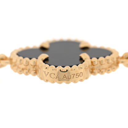 Van Cleef & Arpels 18K Yellow Gold Black Onyx 5 Motifs Vintage Alhambra Bracelet 4 of 5