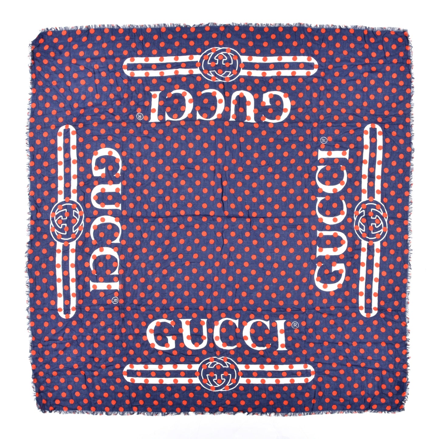 Modal Silk Big Gucci Minipois Square Scarf Sapphire Red