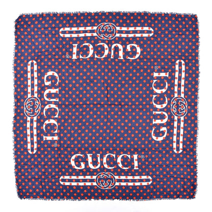 Gucci Modal Silk Big Gucci Minipois Square Scarf Sapphire Red 1 of 3