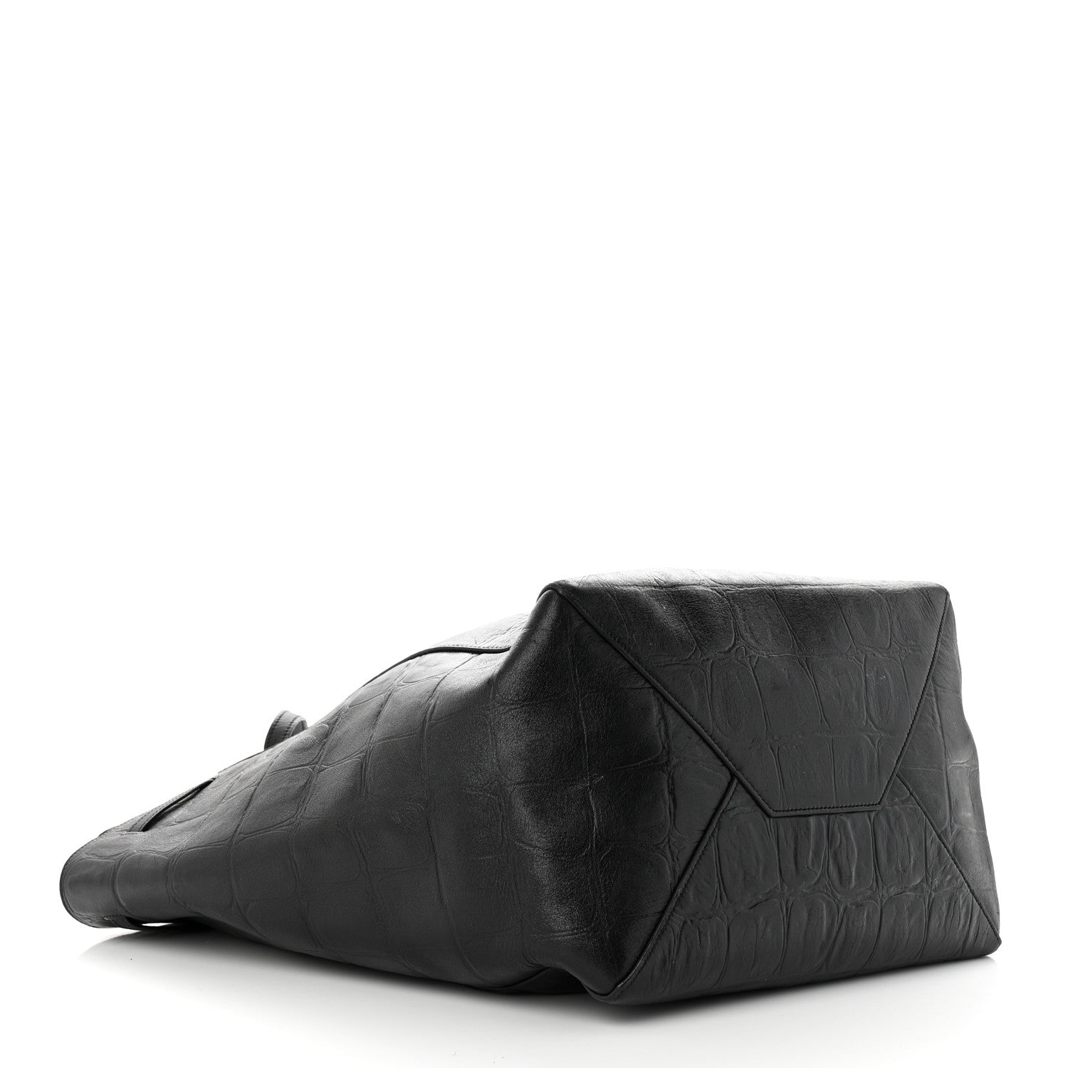 Celine Crocodile Embossed Calfskin Medium Belt Cabas Phantom Black 4 of 12