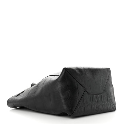 Celine Crocodile Embossed Calfskin Medium Belt Cabas Phantom Black 4 of 12