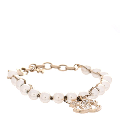 Chanel Pearl Crystal CC Bracelet Gold 1 of 5