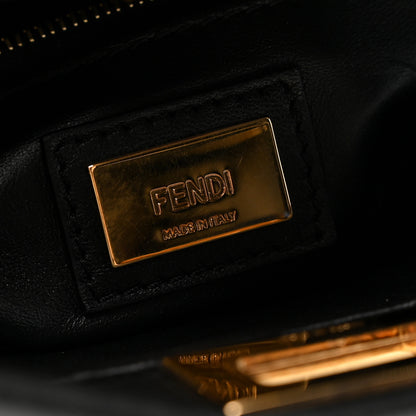 Fendi Shearling Nappa Macro FF 1974 Mini Peekaboo Iconic Satchel Tobacco Black 8 of 14