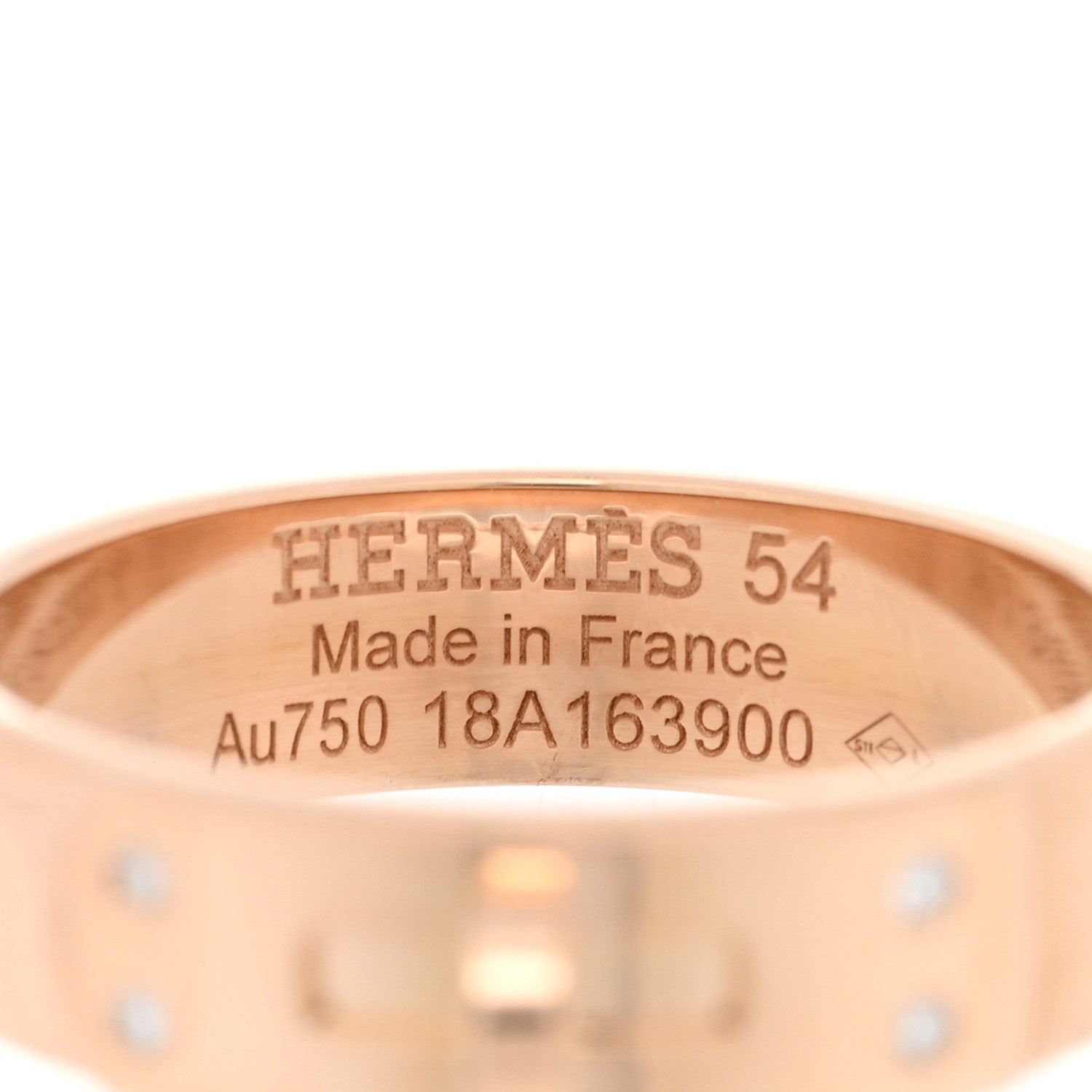 Hermes 18K Rose Gold Diamond PM Kelly Ring 54 7 4 of 4