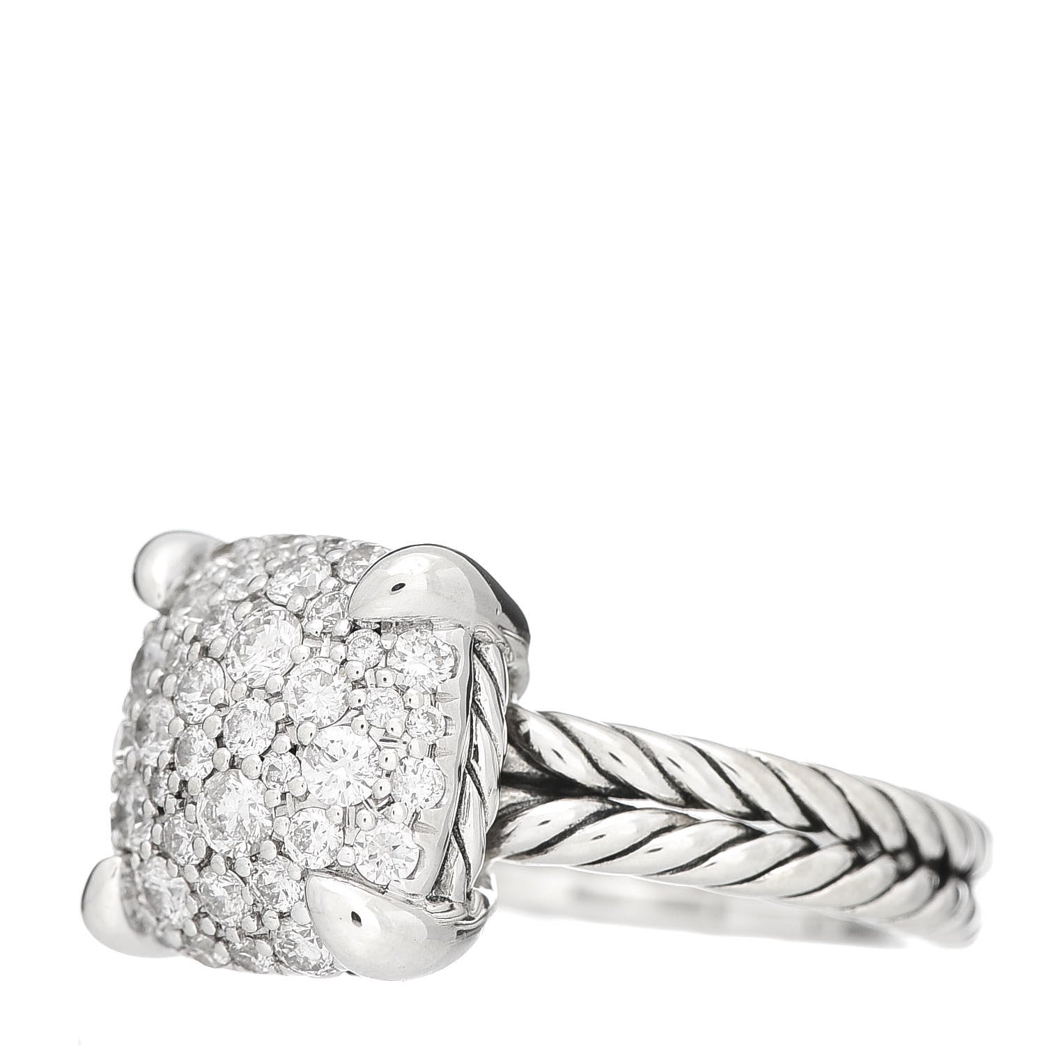 David Yurman Sterling Silver Diamond 11mm Chatelaine Pave Ring 48 4.5 3 of 6
