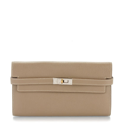 Hermes Chevre Mysore Kelly Longue Wallet Etoupe 1 of 8