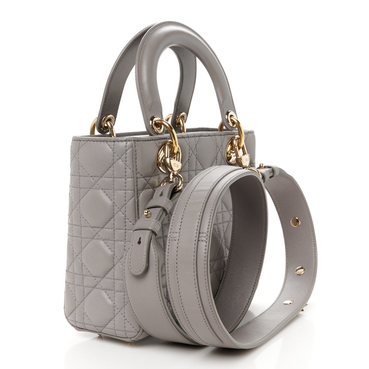 Lambskin Cannage Small Lucky Badges My Lady Dior Grey