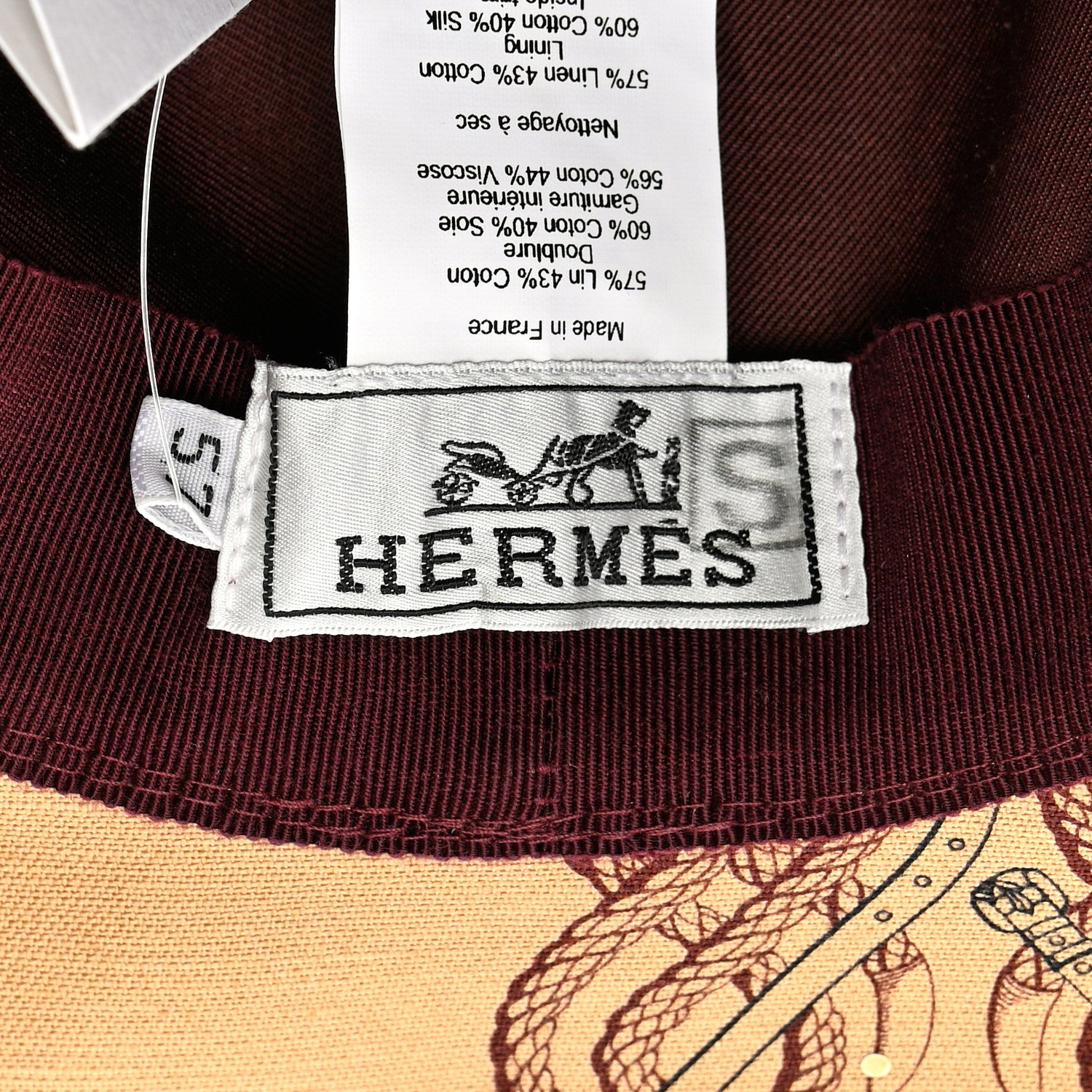 Hermes Linen Cotton Della Cavalleria Funk Hat 57 7 of 11