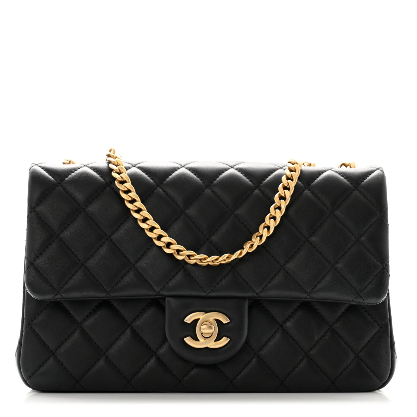 Lambskin Quilted Small Sweet Camellia Flap Black