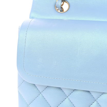 Chanel Iridescent Lambskin Quilted Medium Double Flap Light Blue 11 of 14