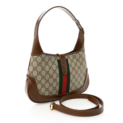 Gucci GG Supreme Monogram Azalea Calfskin Web Small Jackie 1961 Hobo Beige Ebony Brown Sugar 3 of 13