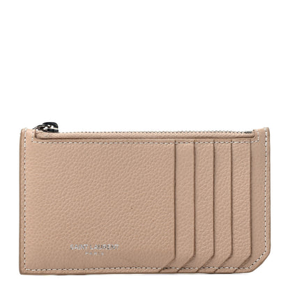 Saint Laurent Grained Calfskin 5 Fragments Zip Pouch Card Holder Nude 1 of 4