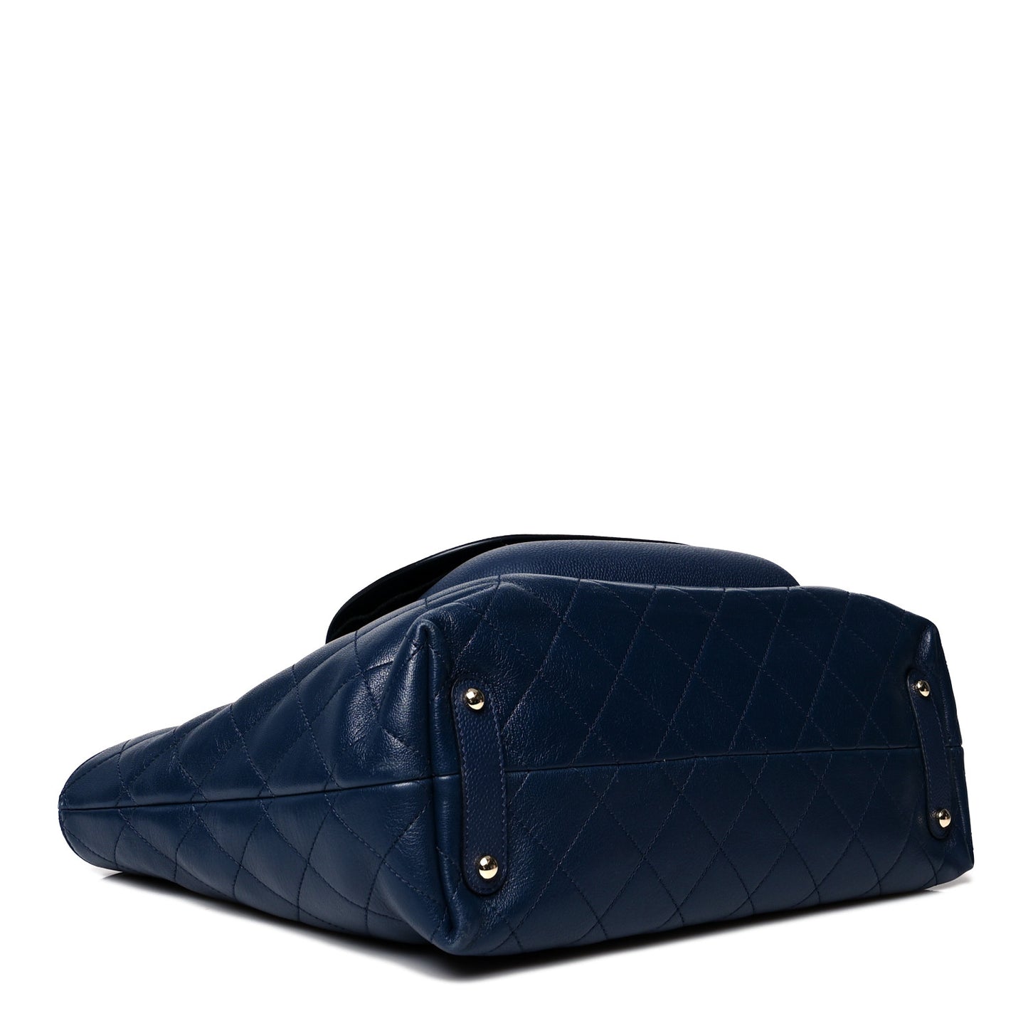 Sheepskin Caviar Quilted Large Shopping Tote Navy