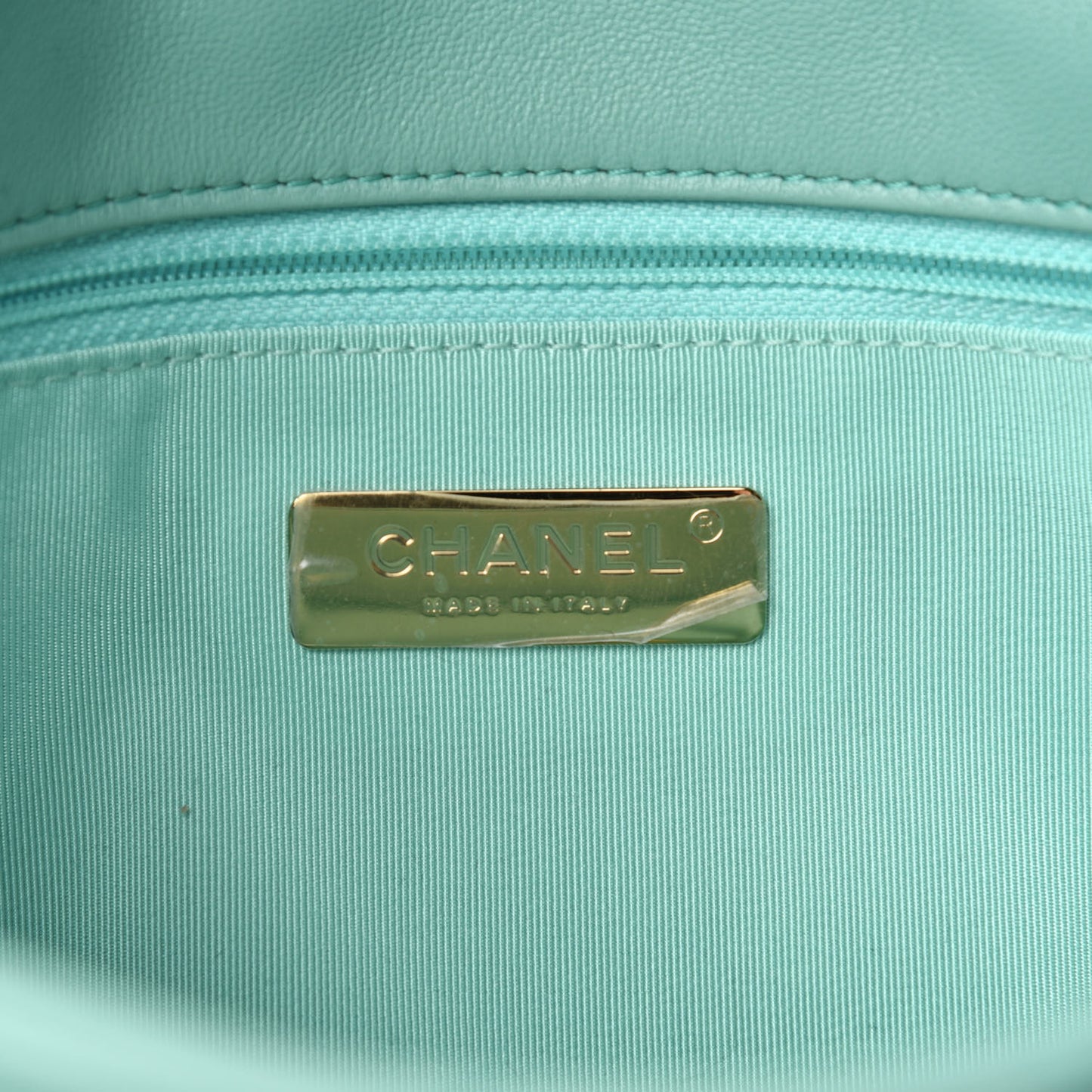 Shiny Lambskin Quilted Medium Chanel 19 Flap Light Blue