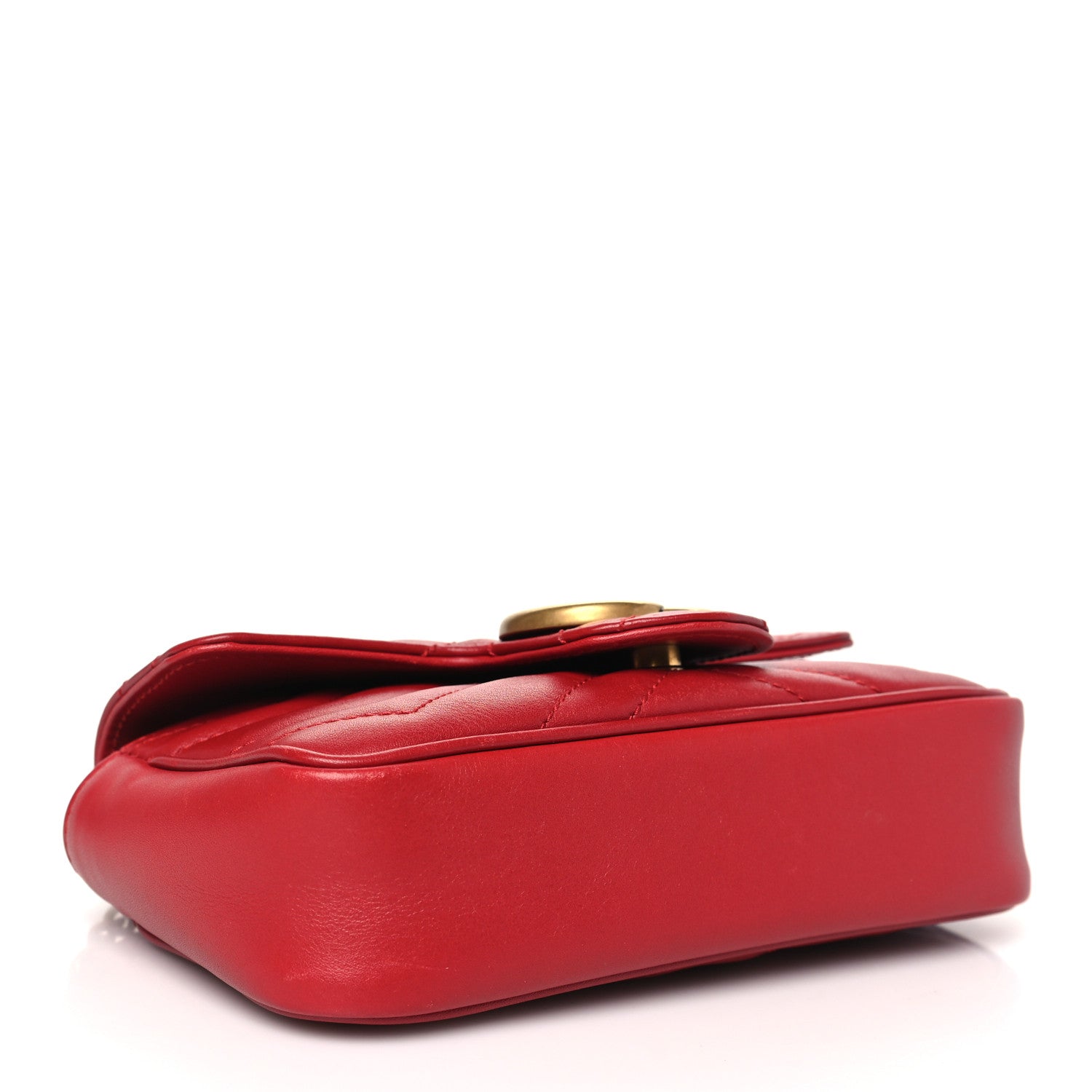 Gucci Calfskin Matelasse Super Mini GG Marmont Shoulder Bag Hibiscus Red 4 of 10