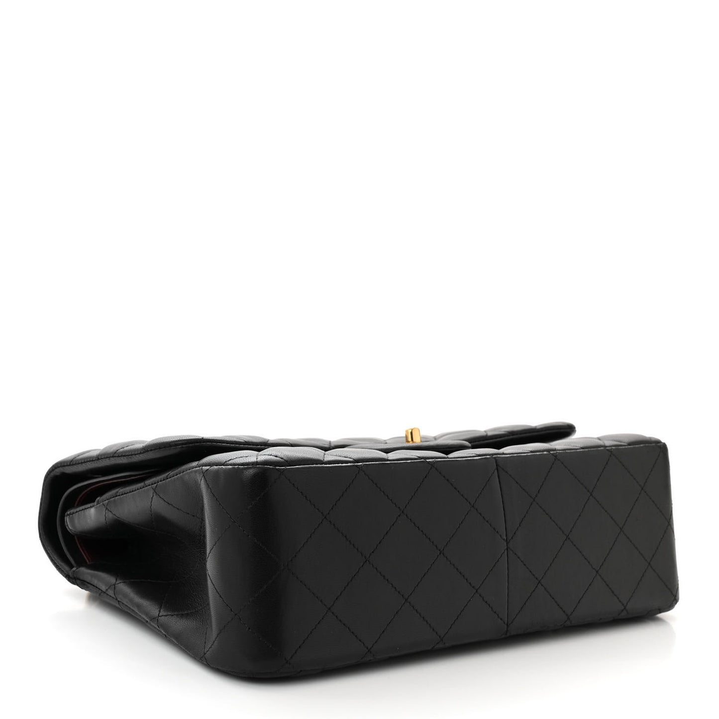 Lambskin Quilted Jumbo Double Flap Black