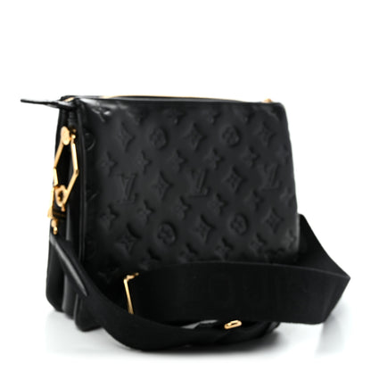 Louis Vuitton Lambskin Embossed Monogram Coussin PM Black 3 of 11