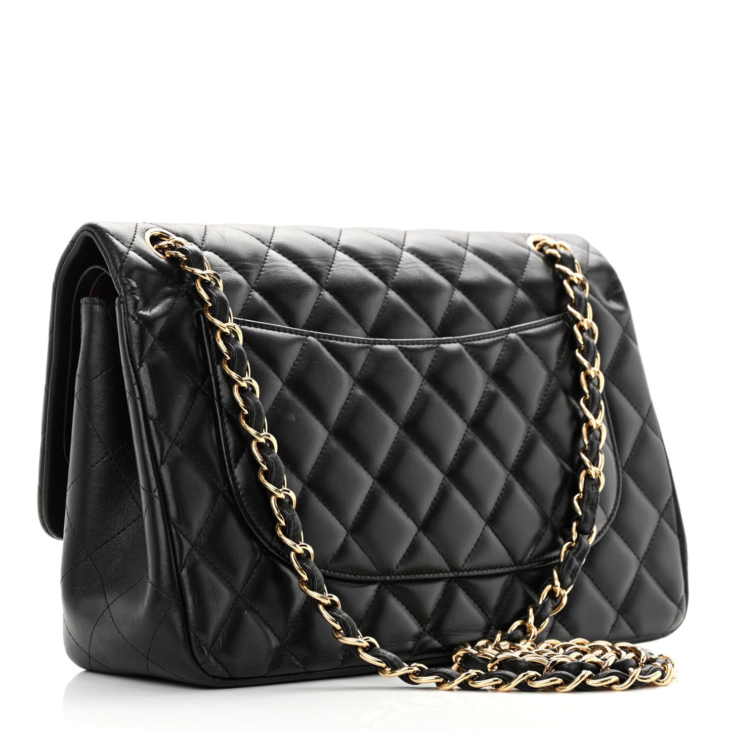 Lambskin Quilted Jumbo Double Flap Black