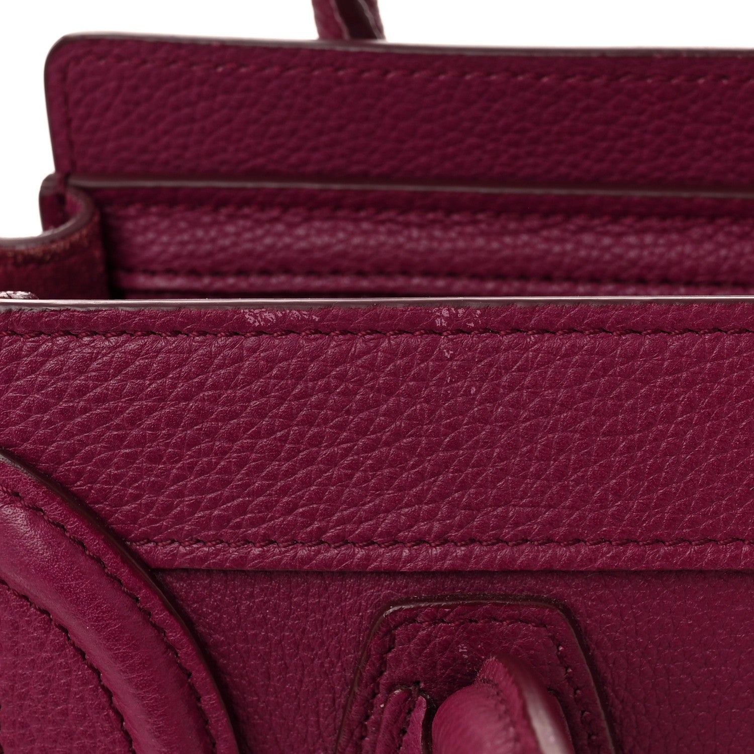 Celine Drummed Calfskin Nano Luggage Plum 12 of 12