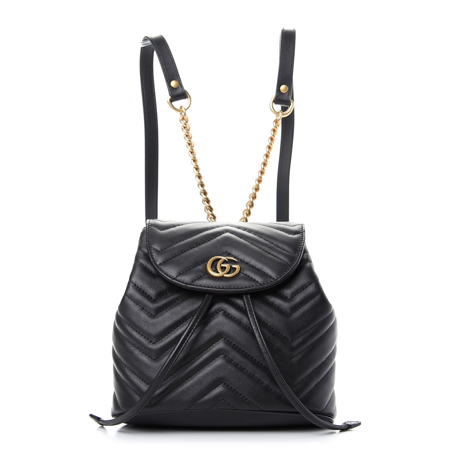 Gucci Calfskin Matelasse GG Marmont Flap Backpack Black 1 of 8