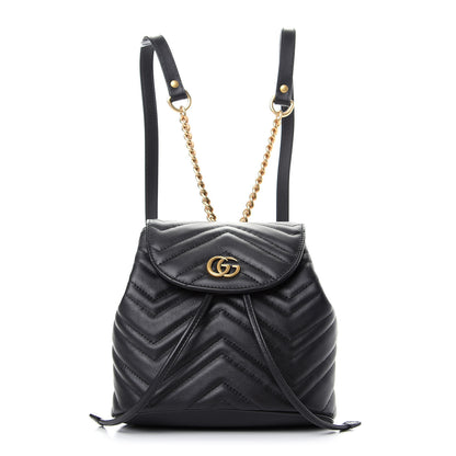 Gucci Calfskin Matelasse GG Marmont Flap Backpack Black 1 of 8
