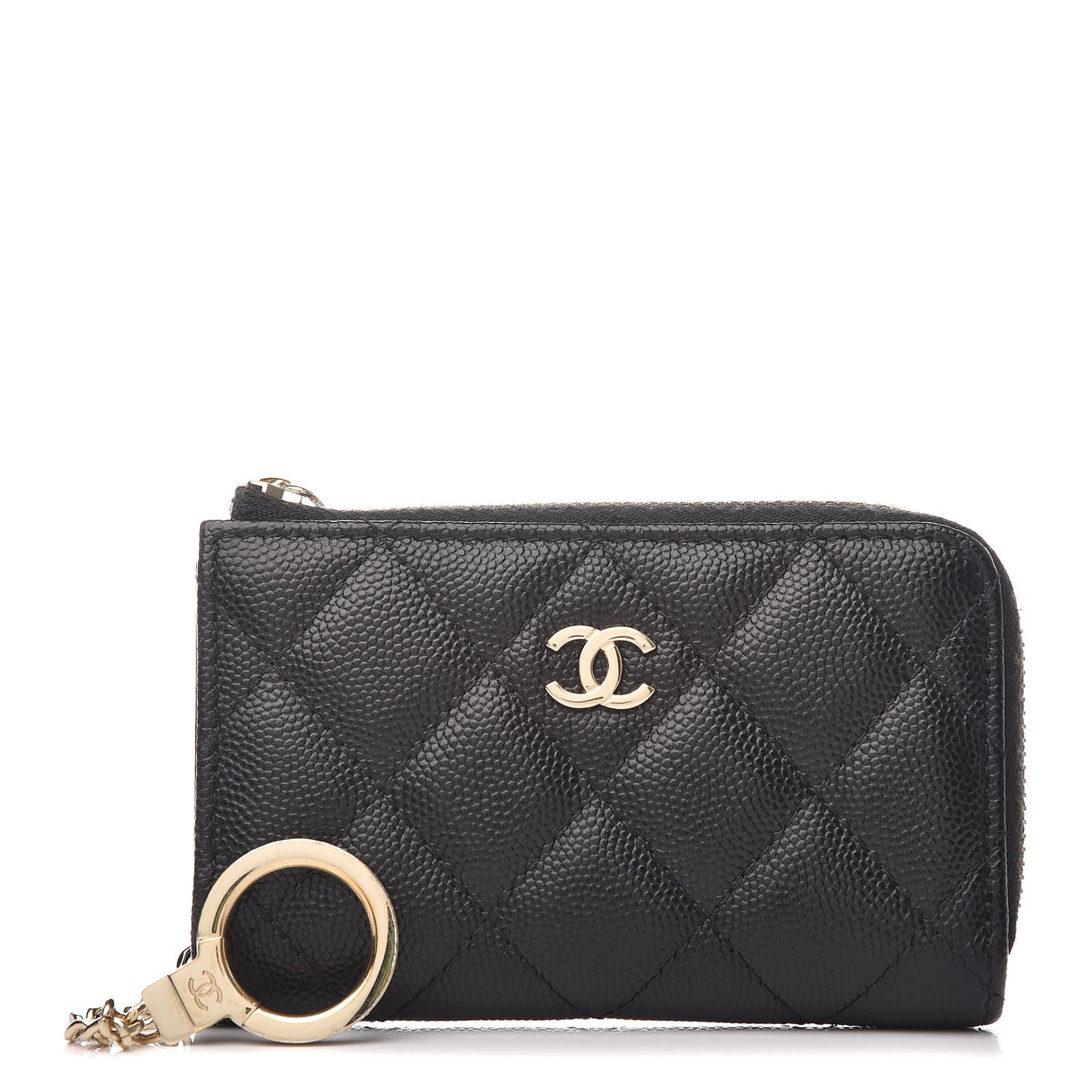 Caviar Quilted Key Holder Case Black