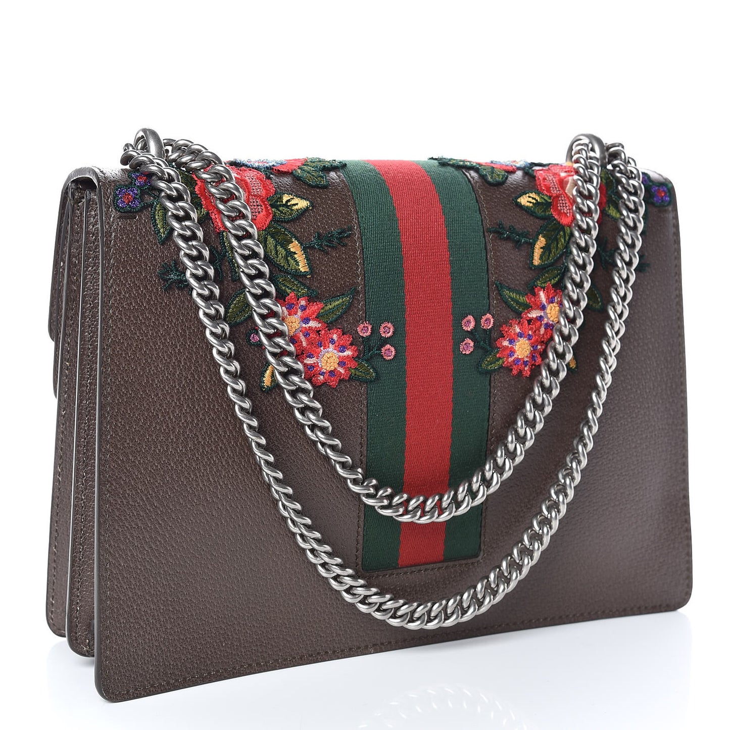 Calfskin Web Owl Embroidered Medium Dionysus Shoulder Bag New Acero Multicolor