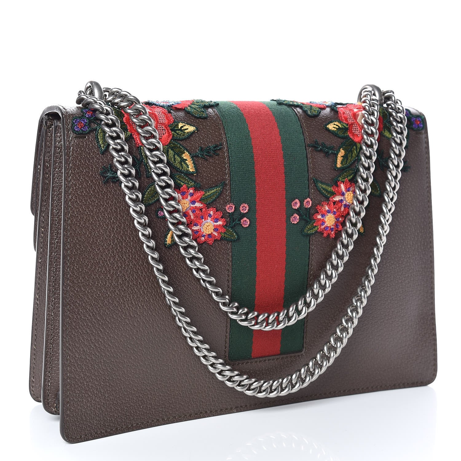 Gucci Calfskin Web Owl Embroidered Medium Dionysus Shoulder Bag New Acero Multicolor 4 of 10