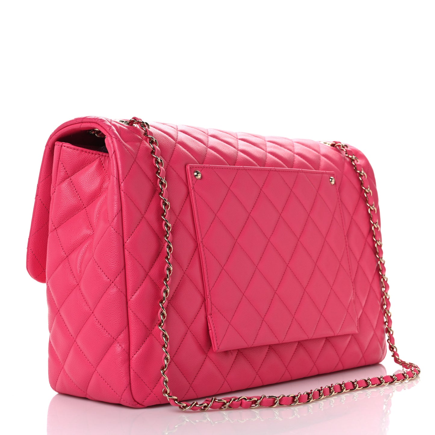 Caviar Quilted XXL Travel Flap Bag Dark Pink