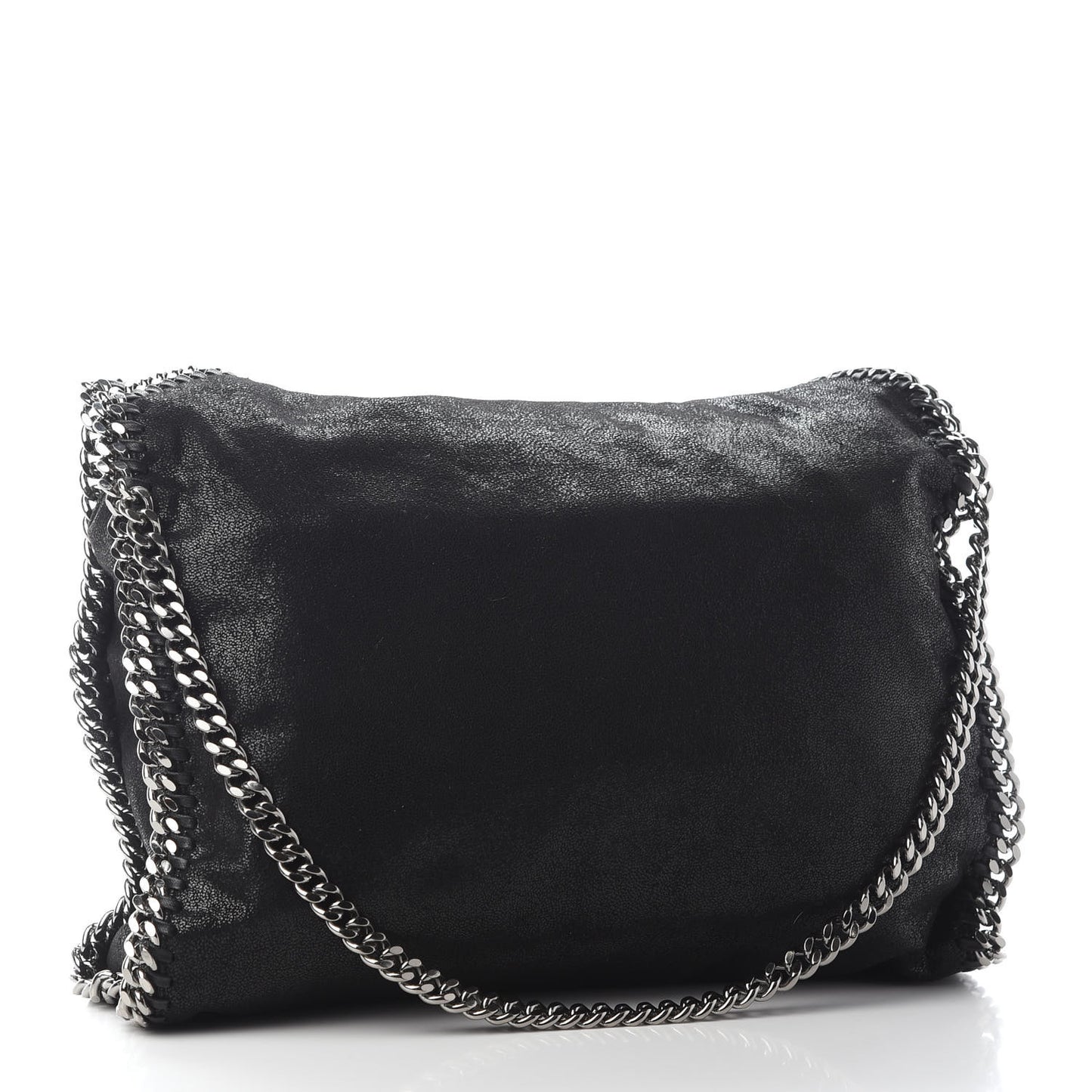 Embellished Shaggy Deer Small Falabella Fold Over Tote Black