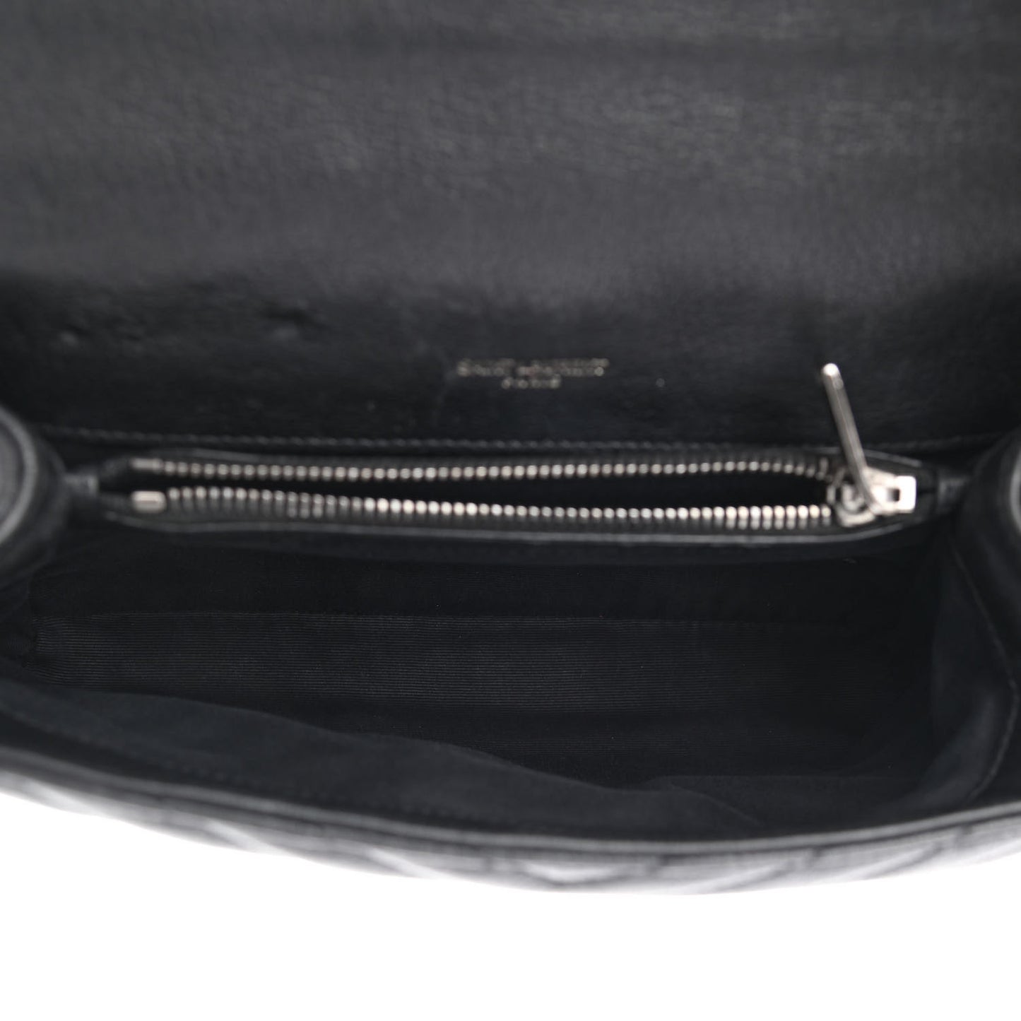 Sheepskin Matelasse Chevron Monogram Medium College Bag Black