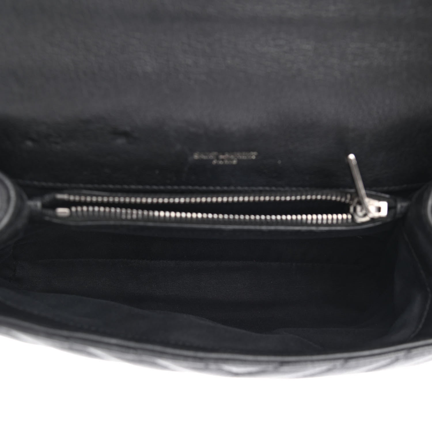 Saint Laurent Sheepskin Matelasse Chevron Monogram Medium College Bag Black 4 of 10