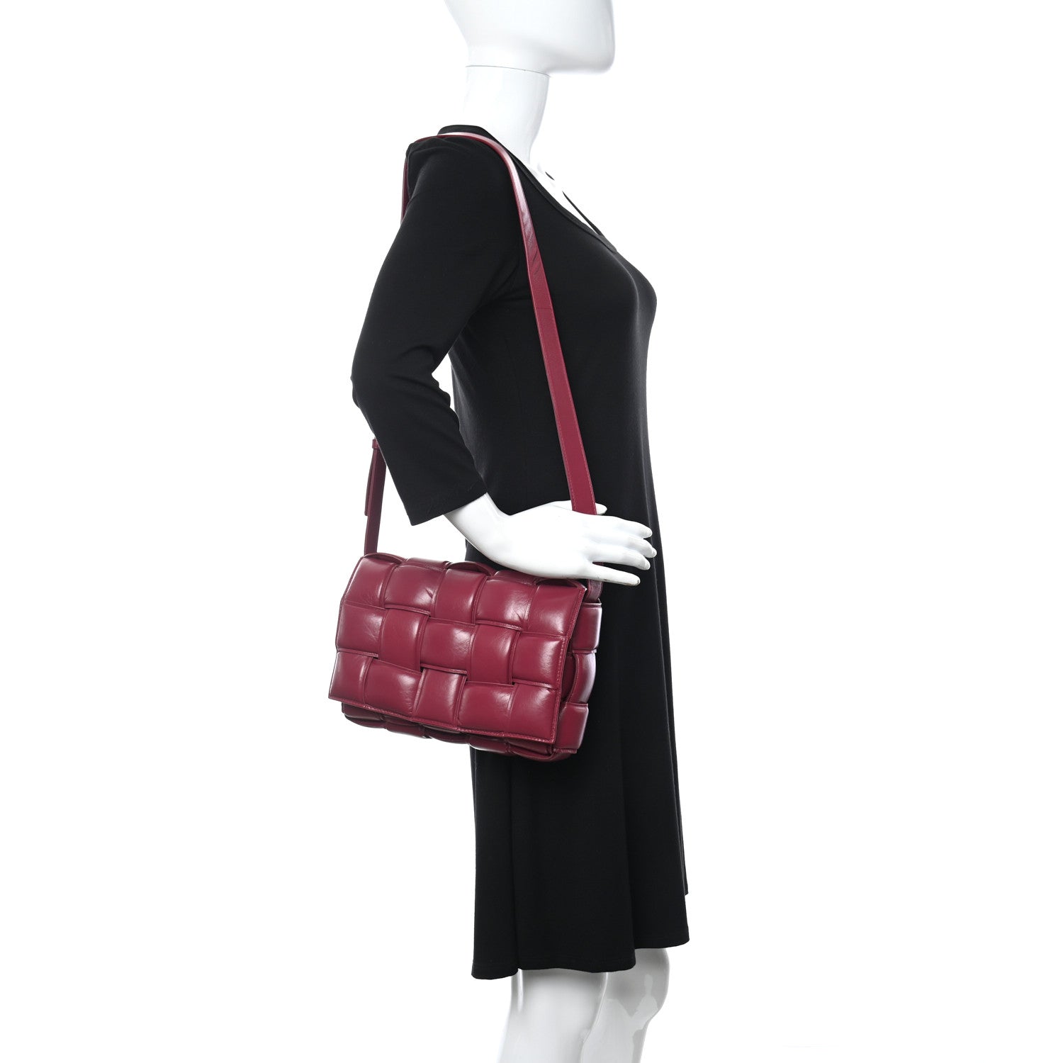 Bottega Veneta Paper Calfskin Maxi Intreccio Padded Cassette Crossbody Bag Amaranto 2 of 9