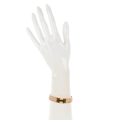 Hermes Narrow Enamel Clic Clac H Bracelet PM Rose Poudre 2 of 5