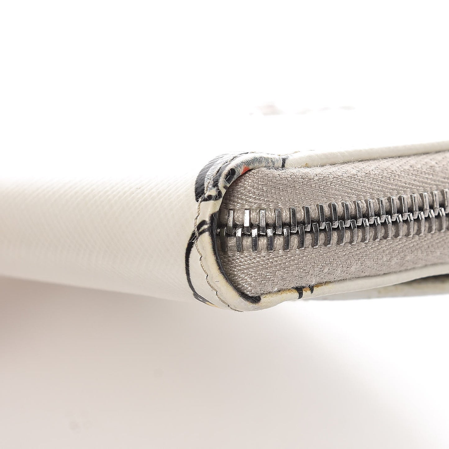 Saffiano Robot Zip Around Wallet White
