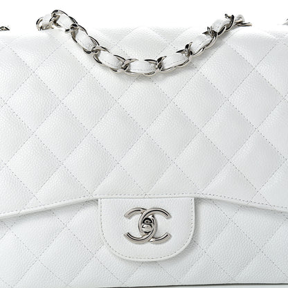 Chanel Caviar Quilted Jumbo Single Flap White 7 of 12