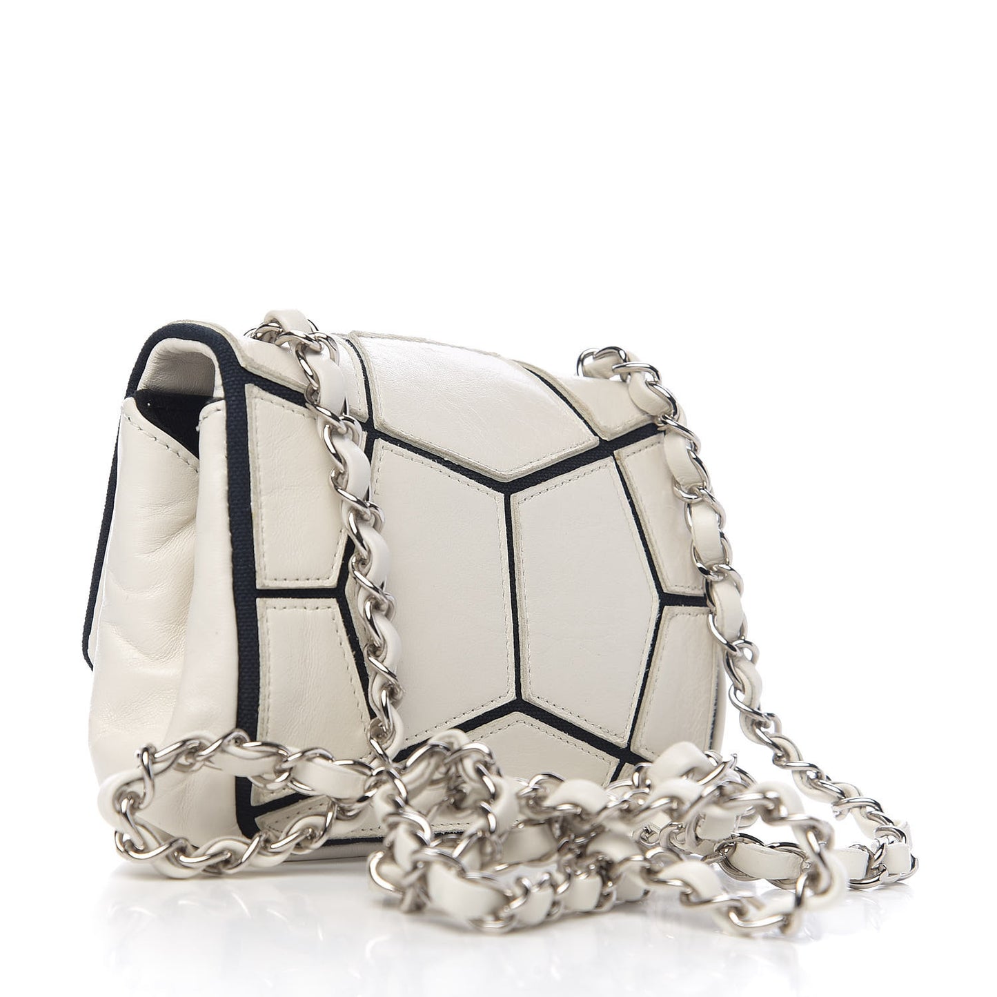 Calfskin Stitched Curve Mini Flap White Black