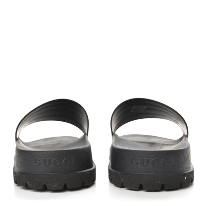 Gucci Rubber Web Mens Lug Sole Slide Sandals 12 Black Green Red 6 of 7