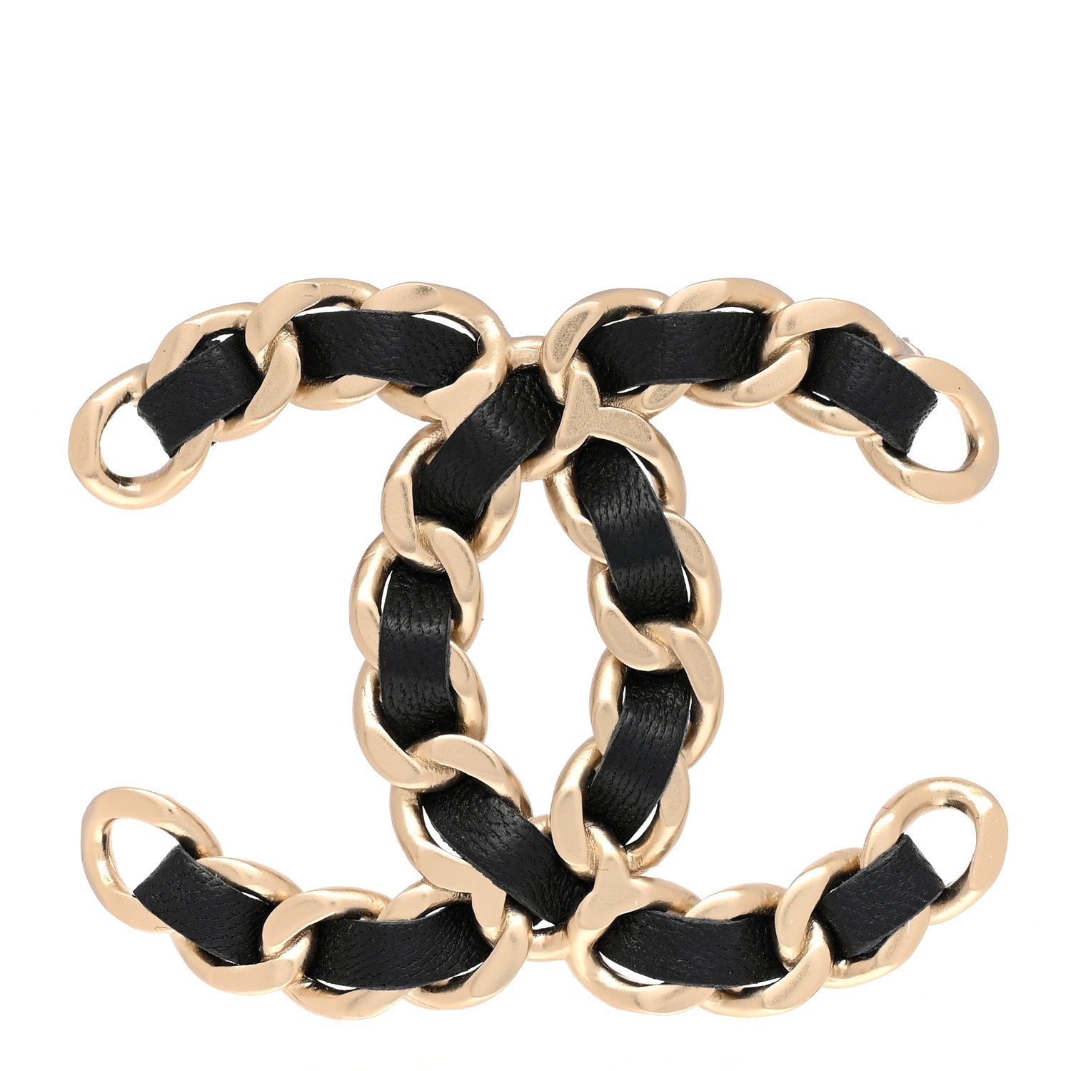 Chanel Lambskin Chain CC Brooch Black Gold 1 of 5